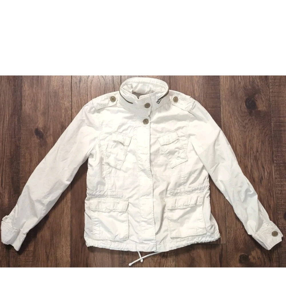Eddie Bauer Womens Zip Up Hooded Jacket Size Medium w/ Pockets & Cinch Waist 100